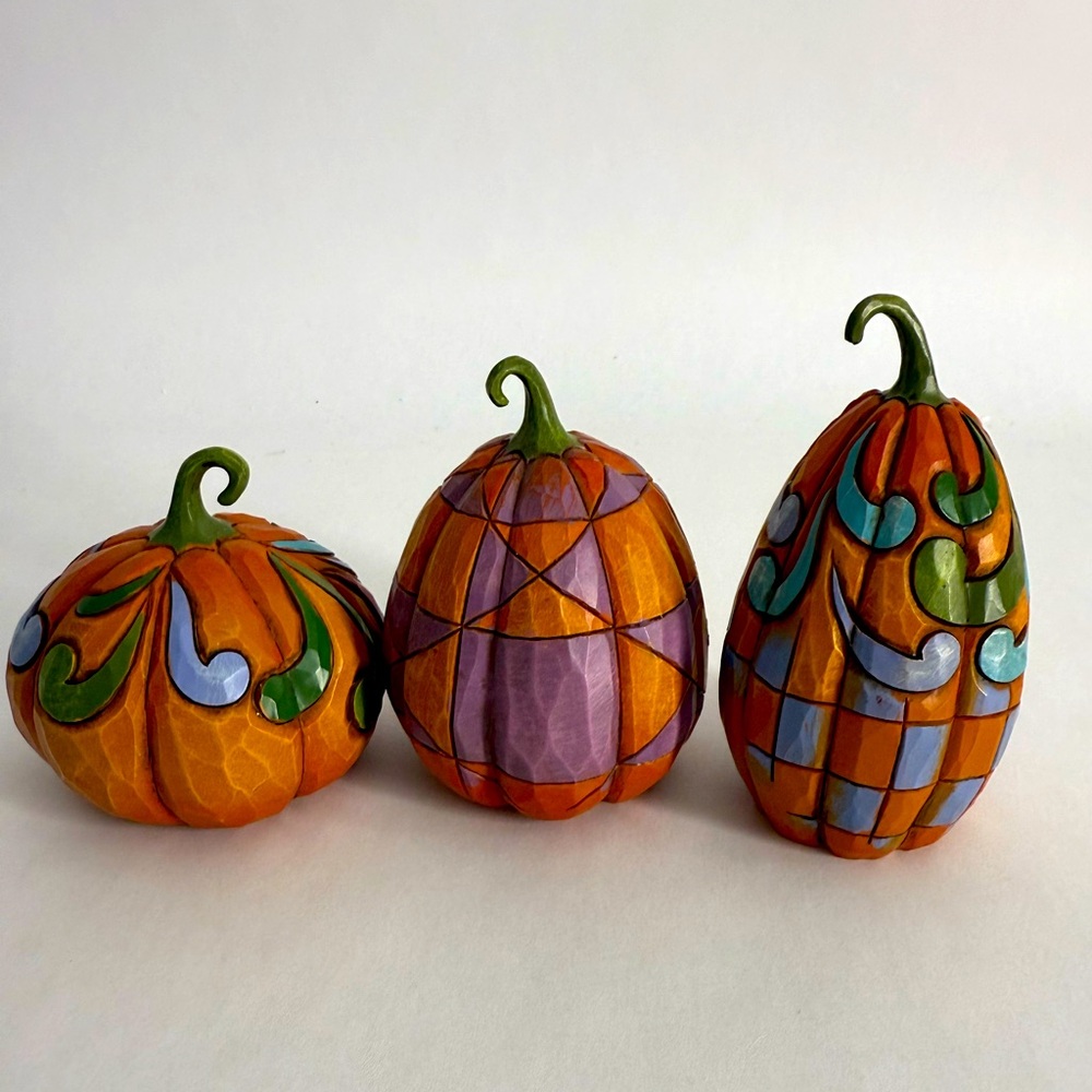 Jim Shore 4027805 "Straight From The Patch" Set of 3 Fall Pumpkins No Box
